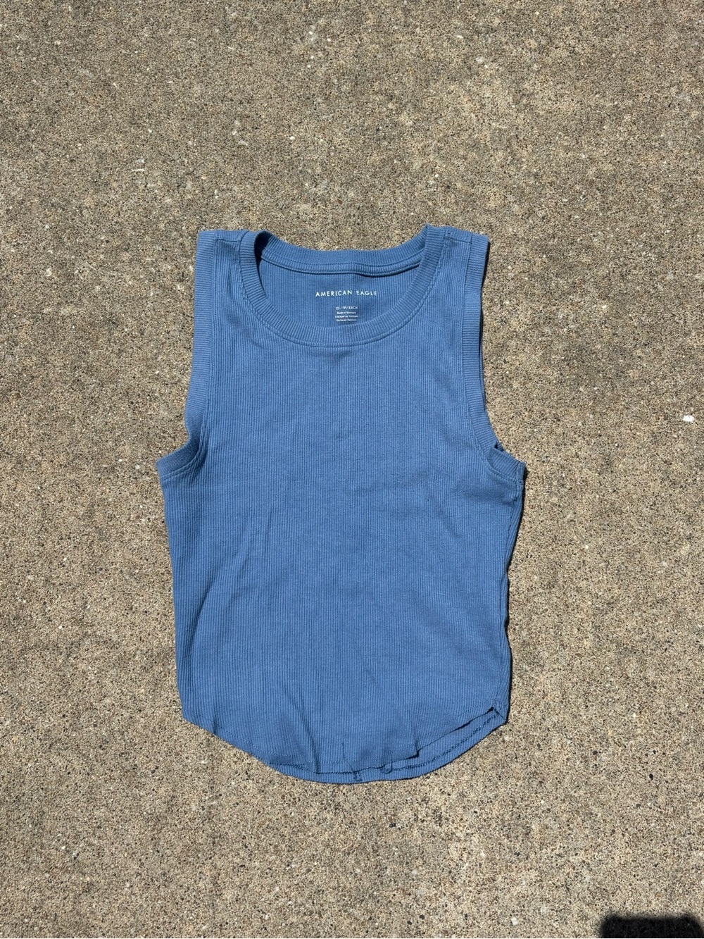 American Eagle Outfitters Slate Blue Ribbed Cropped Tank